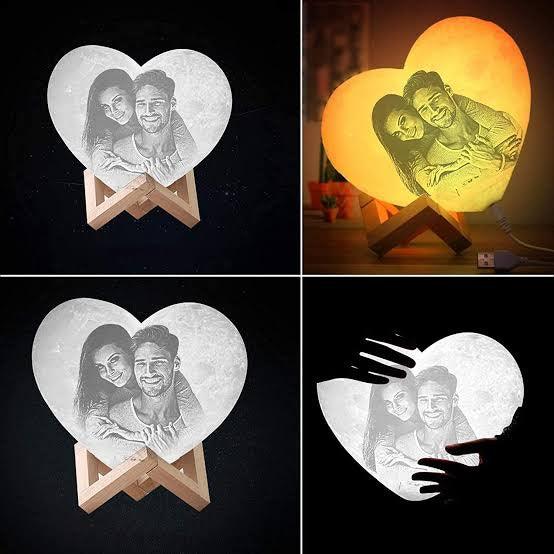 3D Heart Moon Lamp (15cm) - Gifty
